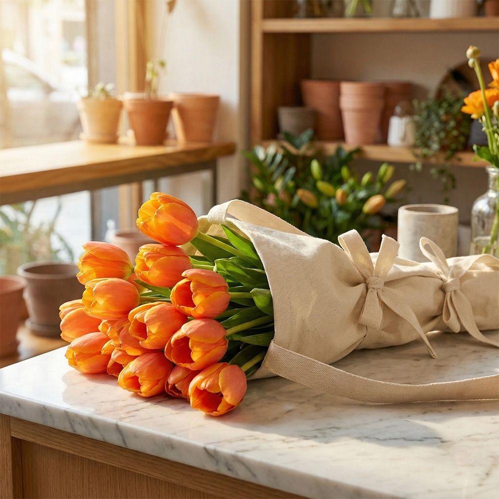 Thickened Flower Wrapping Bag Handmade Portable Flower Cloth Tote Hanging Reusable Bouquet Packaging Bags Gardeners Gifts