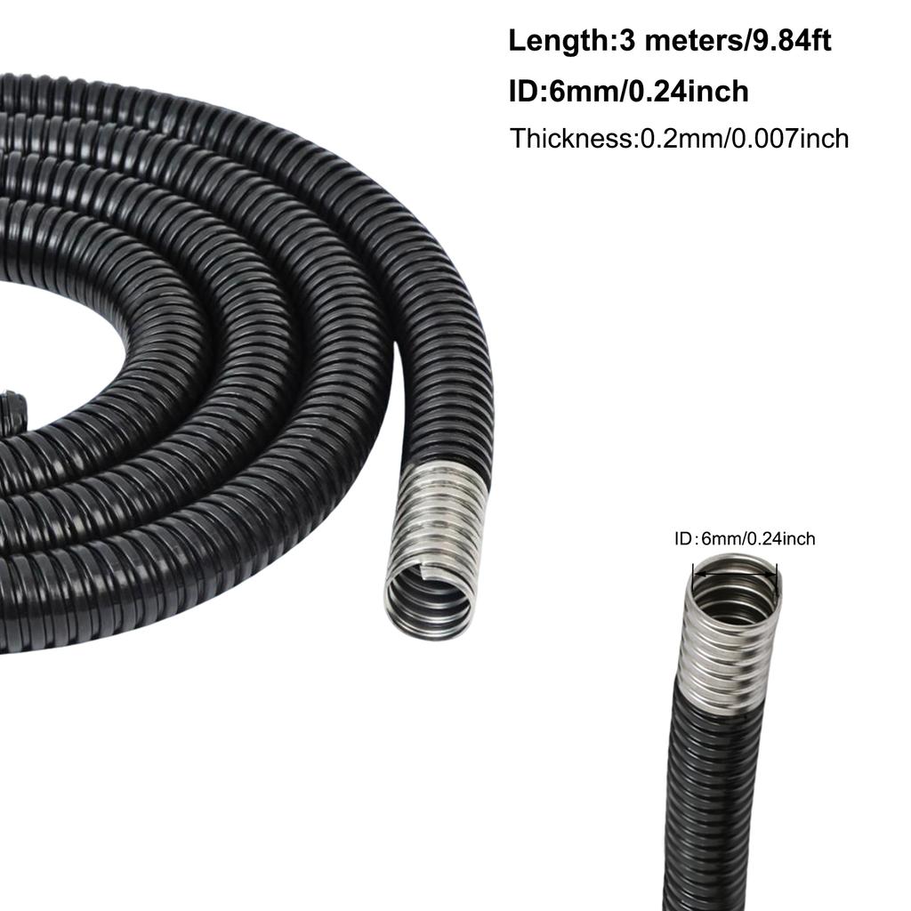 ID 4-20mm PVC Coated Liquid-Tight 304 Steel Flexible Metal Conduit for Industrial, Home Cables Management, Wiring and Protection - 3 Meters