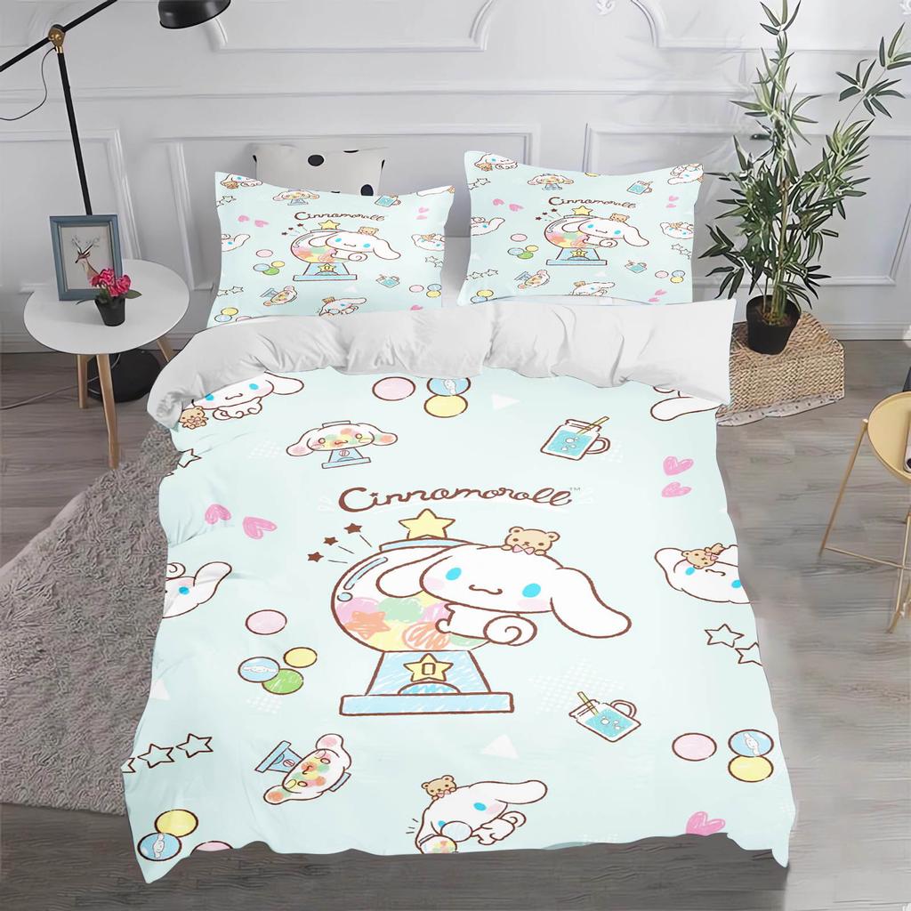 Cinnamoroll MINISO Sanrio Спальня Детский Комплект Постельного Белья Пододеяльник Комфорт Queen С Наволочкой Рождественские Подарки Дом