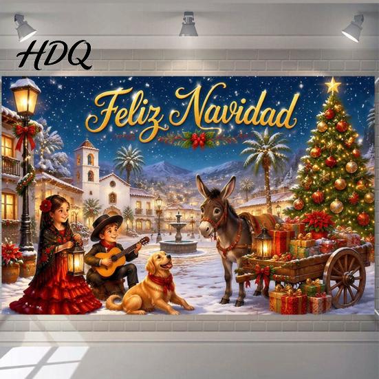 Высококачественный печатный фон Feliz Navidad Фон для рождественской фотосессии на испанском языке Баннер Декоративная ткань Новогодний Рождественский Праздничный Вечеринка