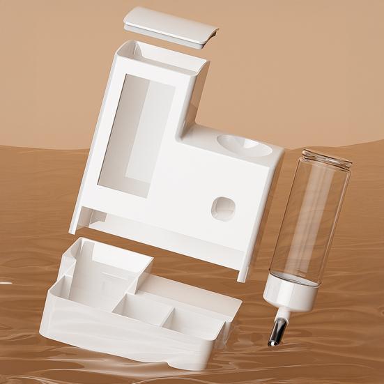 Автоматическая кормушка для хомяка 3 в 1 Диспенсер для еды и воды 3-секционная кормушка с бутылкой 125 мл для дома, для кролика, хорька, мелкого животного