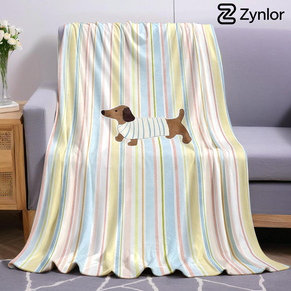 Pastel Stripe Dachshund Ultra Soft Sherpa Fleece Blanket Fluffy Warm Halloween Cozy Throw for Sofa Couch Bedroom Gift All season