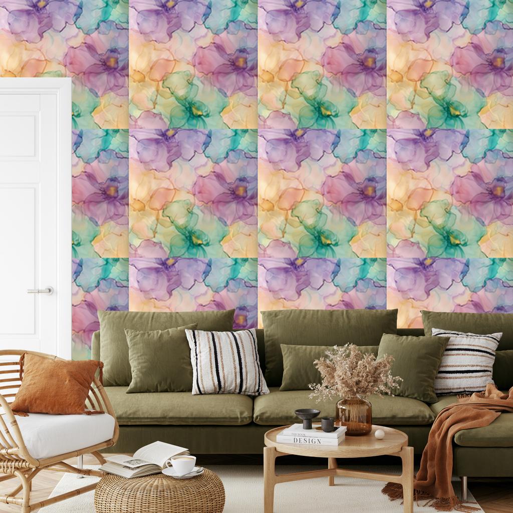 Ink Wallpaper Violet, Beige, Cream and Purple for Living Room and Bedroom 50x1000