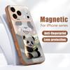 Магнитный Чехол Для Magsafe Для iPhone 17 Pro Max Милый Рисунок Панды Кожаное Покрытие Для iPhone 16 15 14 13 Pro Max