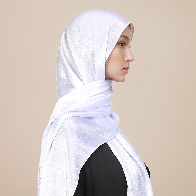 Fashion Design Classic Shiny Silk Scarf Women Soft Hijab Solid Color Handband Shawls Wraps Muslim Scarves Stole
