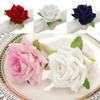 6 шт. искусственных розовых цветов, романтических шелковых цветов, многоразовых пряжек для салфеток, держателей колец для салфеток, украшения стола, кольца для салфеток