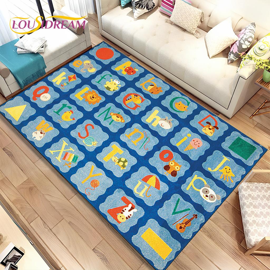 ABC мультфильм детская игровая комната алфавит детский коврик для раннего образования, ковер для гостиной, спальни, дивана, нескользящий коврик