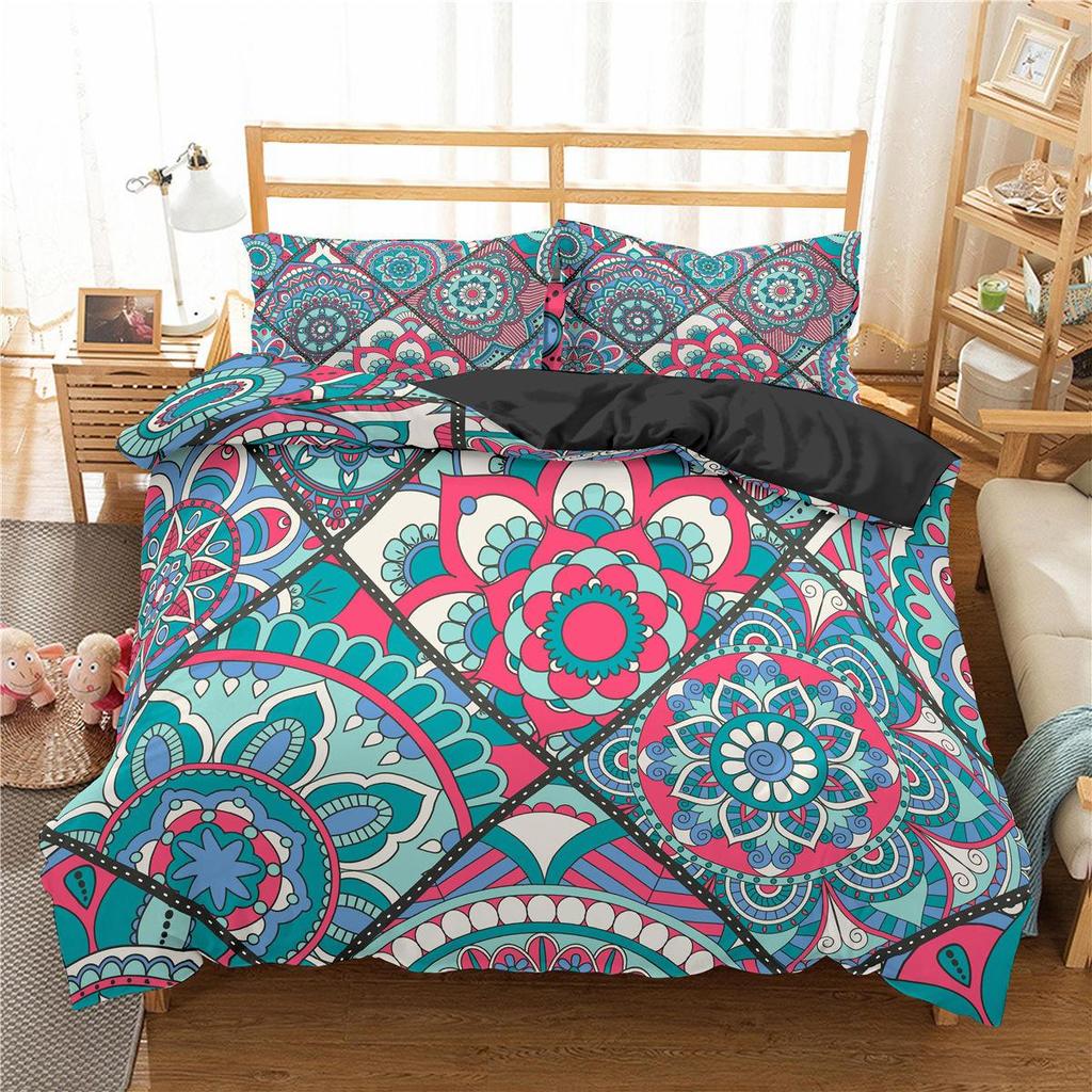 Mandala Duvet Cover Set Purple Gradient Mandala Culture Print Twin Bedding Set For Teens Microfiber Queen King Size Quilt Cover