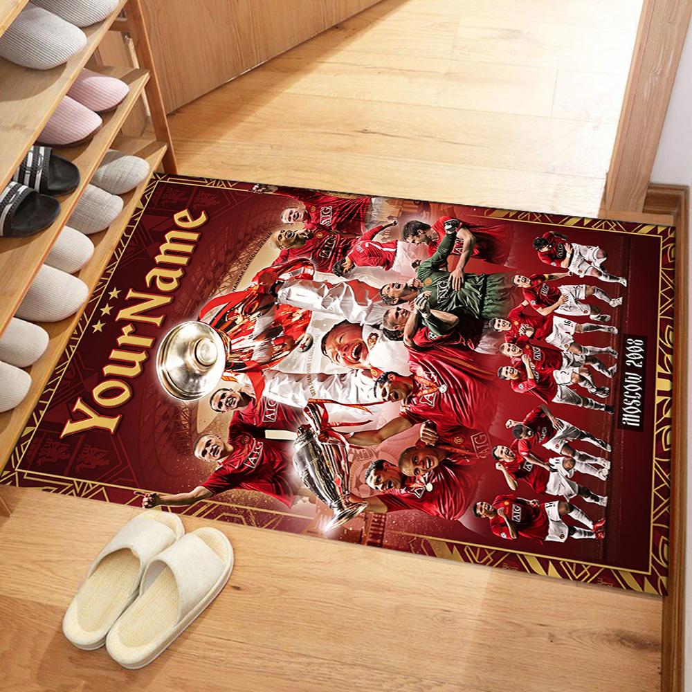 Manchester Customizable Name Area Rug Suitable for Dining Room Living Rooms Foyer Playrooms Anti-slip Rug Decorate Offices Best for Christmas