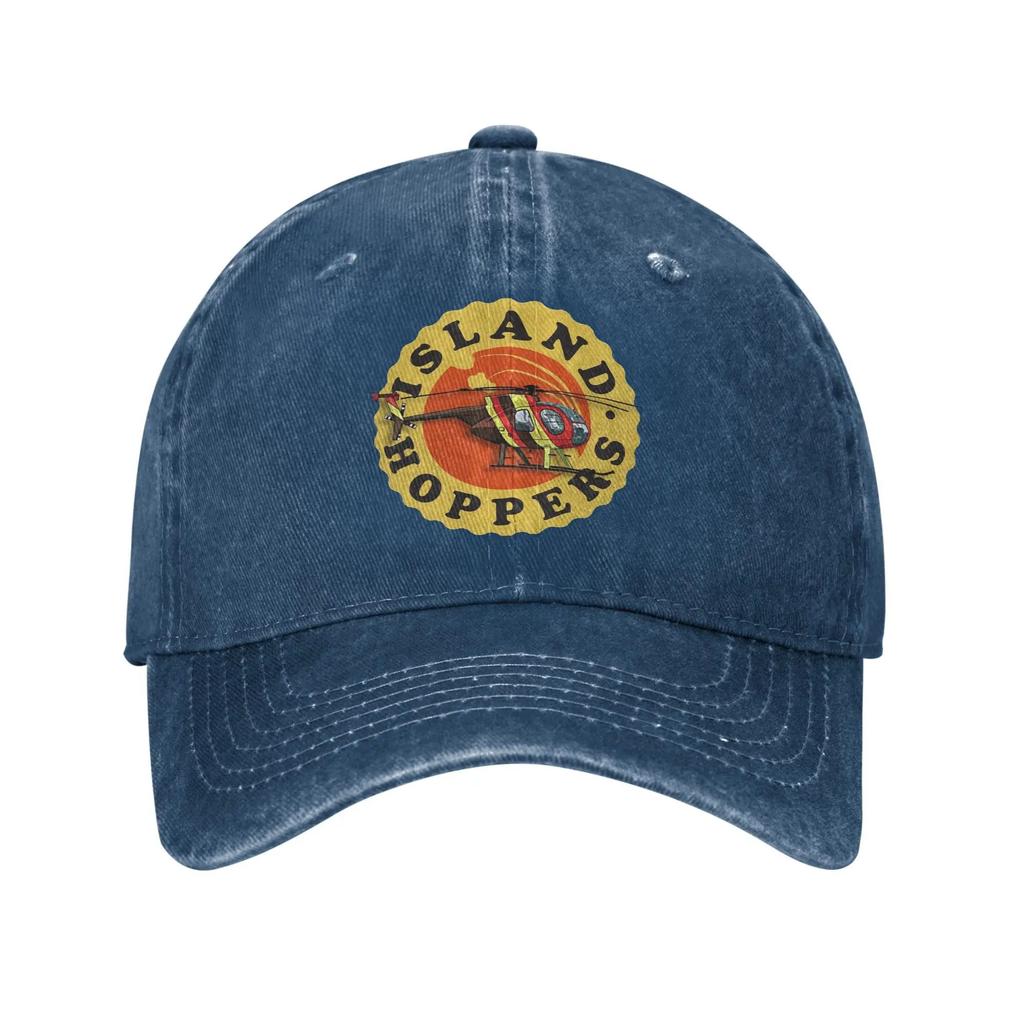 Island Hoppers Магнум Бейсболка Ретро Потертый Деним Выстиранная Шляпа Snapback для Аренды Вертолета Шляпы для Улицы Без Каркаса