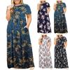 Европейское и американское летнее платье больших размеров с коротким рукавом, круглым вырезом и принтом