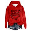 Women's Hooded Long Sleeve Christmas Printed Flannel Top Hooded Sweatshirt