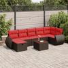 VidaXL Garden Lounge Set 8 Pcs with Brown Cushions Wicker 3325620