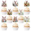 New 8pcs Easter Rabbit Cupcake Toppers Carton Bunny Topper For Happy Easter Spring Party DIY Cake Decoration Supply