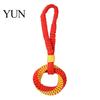 Washable Dog Training Gear Bungee Tug Toy, Woven Ring with Long Handle, Interactive Chew Teeth Tough of War Toy Cleaning for Medium Large Dogs, Dental