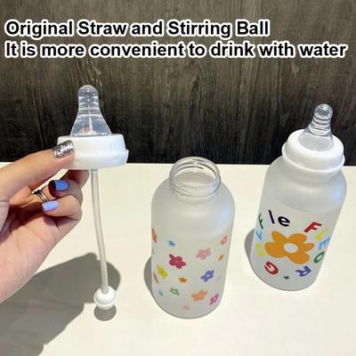 Милая мультяшная пластиковая бутылка для воды, соска-соломинка, подходит для взрослых детей, бутылочка для питья молока, цветочная бутылочка для кормления ребенка