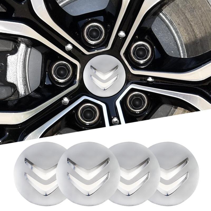 ASY1 4Pcs Car Wheel Stickers 56mm Auto Center Hub Cap Decal For Citroen C1 DS3 C2 C3 Vts C4 Saxo C4L C5 C6 C8 Xsara C3-XR Picasso