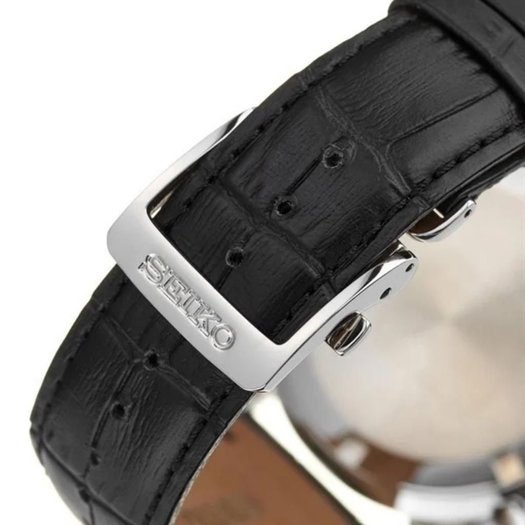 Seiko SBTR021 Кварцевый Хронограф Черный Циферблат Кожаный Ремешок Часы 8T63 10 Бар