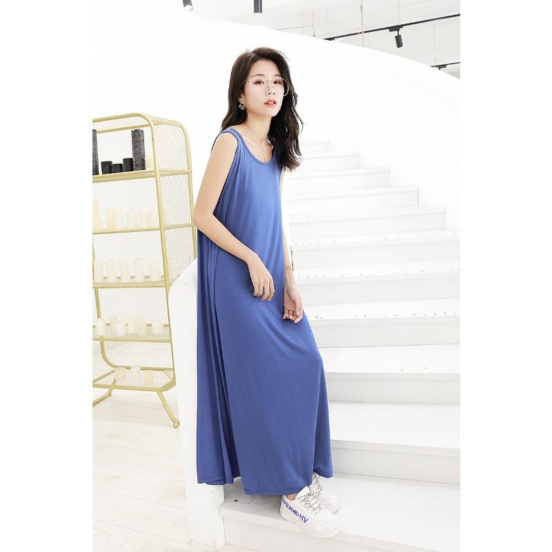 Летняя женская ночная рубашка с круглым вырезом, сексуальная, с завязками, длинное, свободное, большого размера, платье из модала