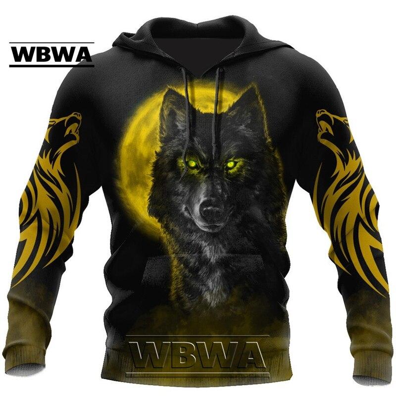 Красивая мужская толстовка с 3d принтом «Красная луна и волк», осенняя толстовка унисекс, пуловер, повседневная уличная одежда Yk208