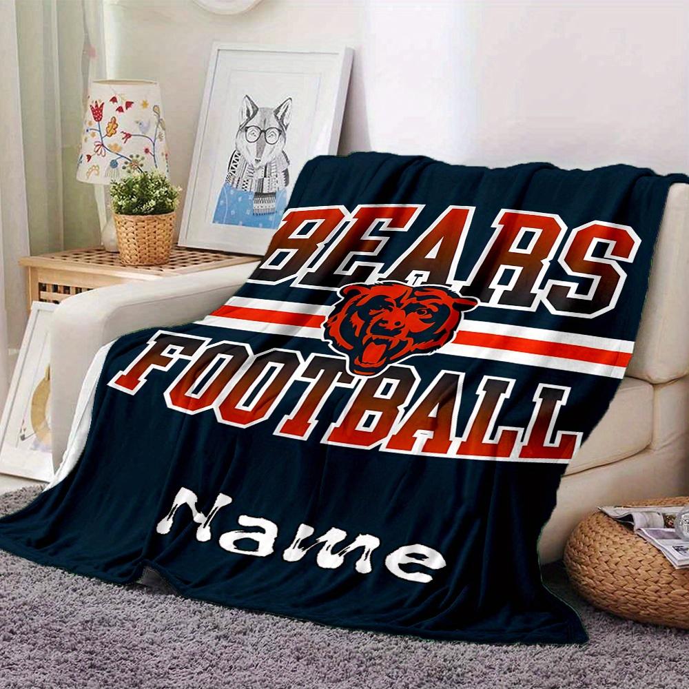 Bears Football Team Logo Four Seasons Blanket Customized With Your Name Lightweight And Warm Perfect Gift For Home Office Camping Sofa Travel Beach