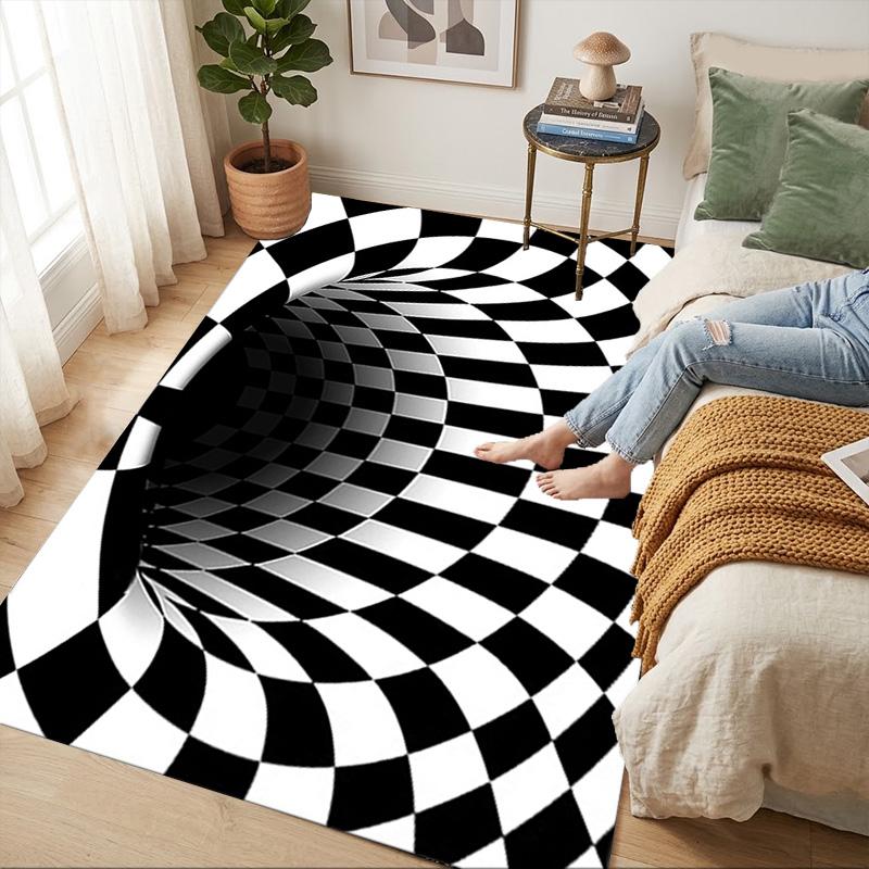 Checkerboard Illusion Living Room Nonslip Area Rug Soft Carpet For Bedroom Game Playroom Sofa Office Home Decor Doormat Christmas Gift C9301833
