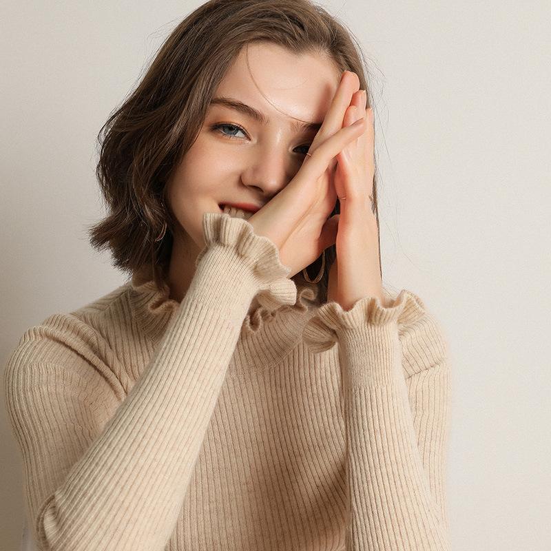 Осенне-зимний женский свитер с полувысоким воротником, облегающий пуловер с длинными рукавами, короткий, тонкий вязаный свитер, базовая водолазка