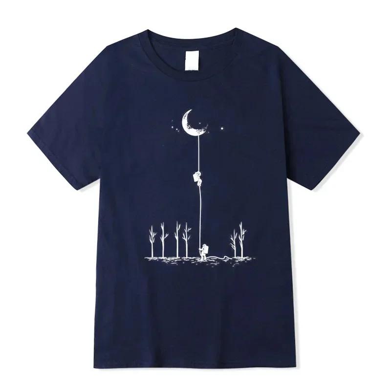 Мужская футболка высшего качества, 100% хлопок, крутая, забавная, с принтом астронавта, повседневная, свободная, мужская футболка с круглым вырезом, мужские футболки