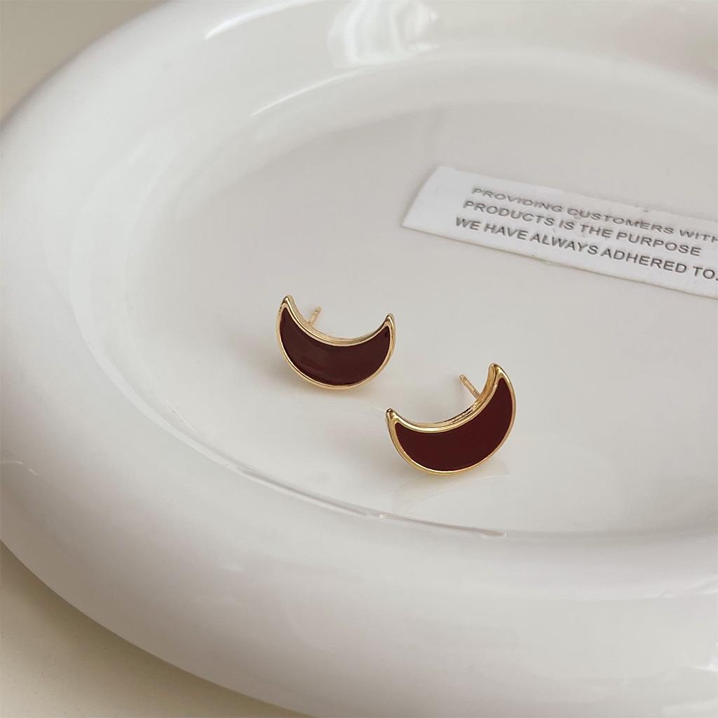 Винтажные винно-красные масляные серьги, легкие роскошные и нишевые пряжки для ушей, простые и универсальные, высококачественные серьги, ювелирные подарки
