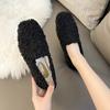 Модные роскошные мокасины из овечьей шерсти женские зимние хлопковые туфли женские теплые плюшевые мокасины удобные балетки из кудрявого овечьего меха женские большие размеры 40-43