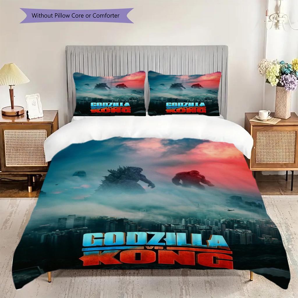 Godzilla Vs Kong Epic Battle Unleashed Bedding 1 Duvet Cover 2 Pillowcase Without Core Christmas Birthday Gift Soft And Comfortable