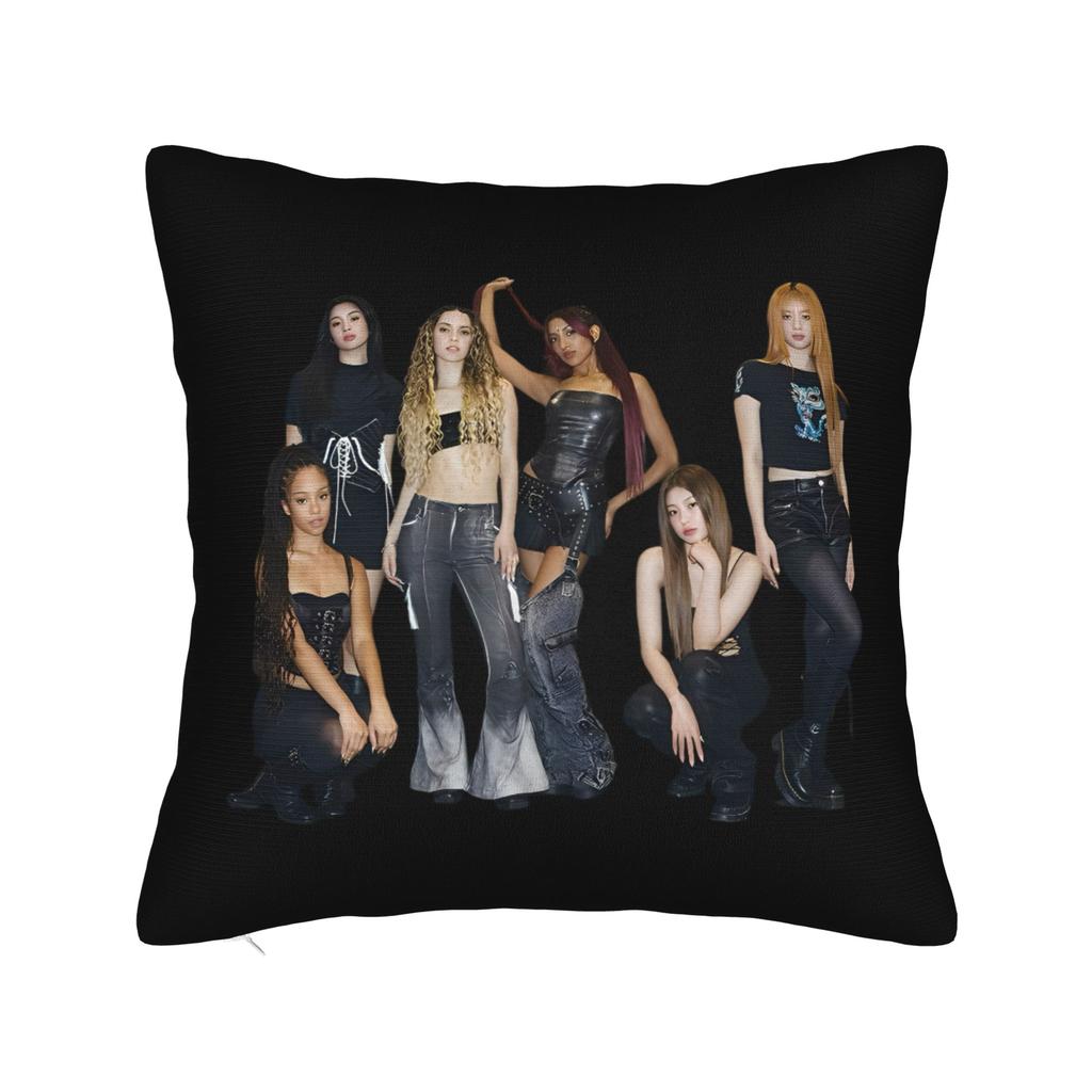 Katseye Merch Sad Square Pillow Case Polyester Cushions For Sofa Pop Music 45*45Cm Cushion Covers