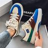 Fashion Men's Color Blocked Casual Canvas Shoes 2025 Spring Fashion Trend Versatile Sports Sheos Thick Soled Comfortable Chunky Sneakers