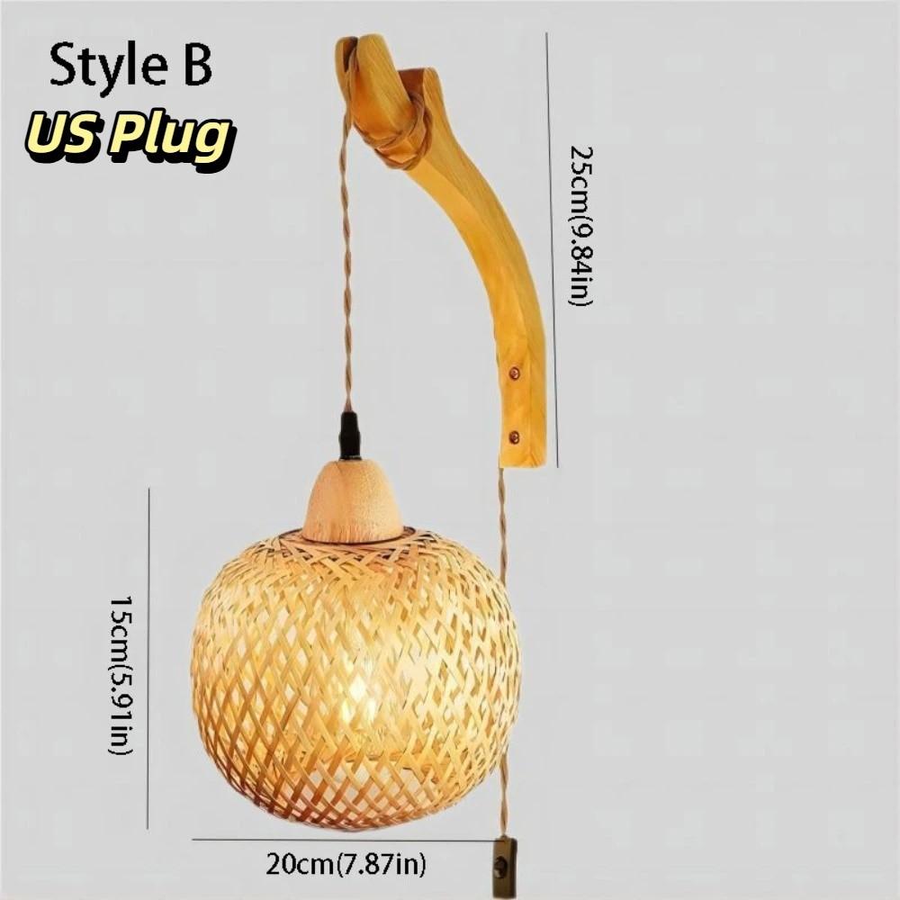 Natural Rattan Bamboo Lantern Wall Lamp Hand-Woven Bamboo Room Decor Lampshades  Hotel Room