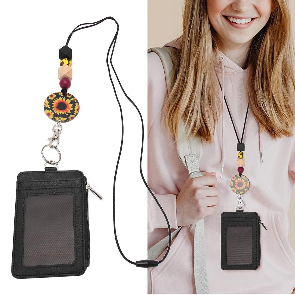 Держатель для бейджа вертикальный из искусственной кожи с силиконовым шнурком для подвешивания с разделительной нитью