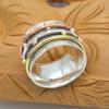 Кольцо Meditation Three Tone Spinner Band Ring Стерлинговое серебро 925 пробы Ювелирные изделия ручной работы