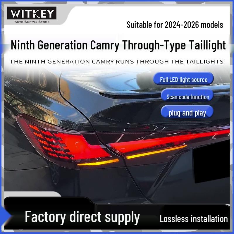Модифицированная сборка задних фонарей Lingyu для Toyota Camry 9-го поколения 2024-2026 гг. с последовательными указателями поворота, двойными фонарями заднего хода и противотуманными фарами