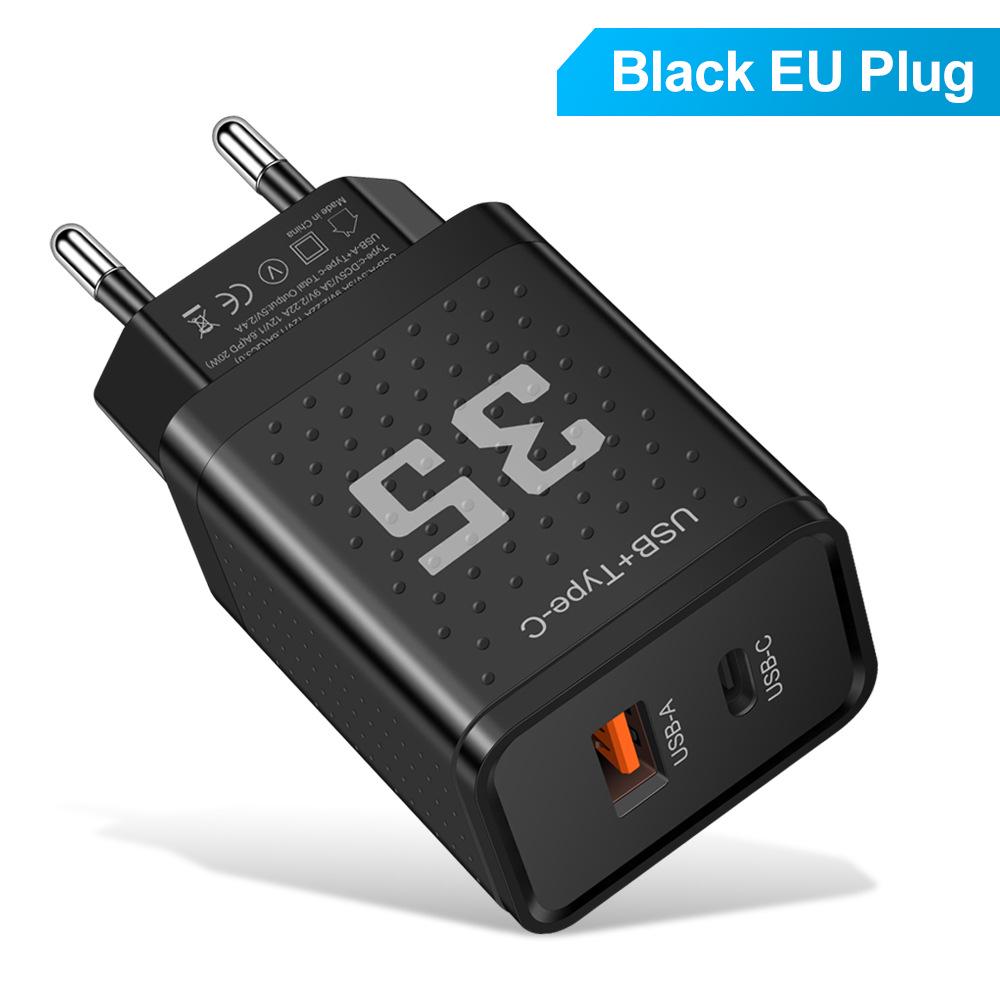 20-ваттное двойное PD+USB зарядное устройство 3A с вилками US/EU/UK