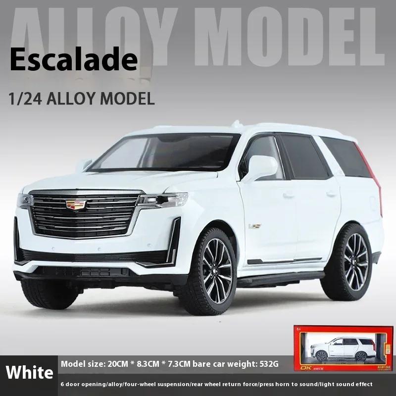 Simulation 1:24 Cadillac Escalade SUV Alloy Car Diecast Metal Model Sound & Light Toy Computer Desktop Ornaments Children Gift