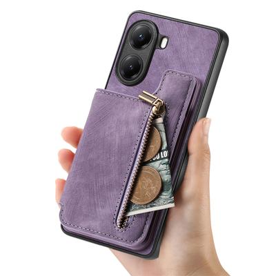 Чехол для Xiaomi Poco X7 Pro 5G/Xiaomi Redmi Turbo 4 5G с карманом для карт на молнии, ретро кожаный чехол из ТПУ для телефона