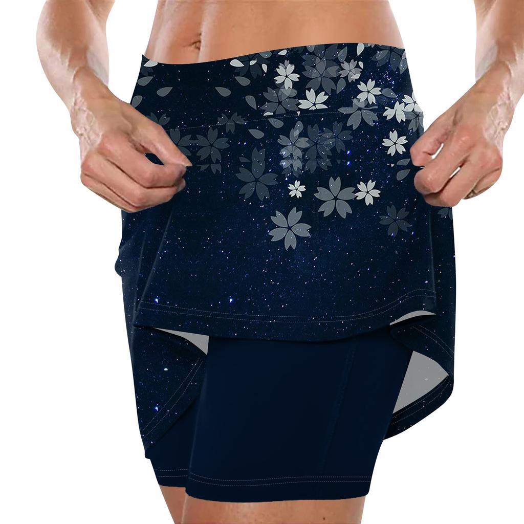 Женские эластичные брюки для йоги, спортивные шорты с принтом, легкая юбка с высокой талией и карманами