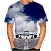 Airplane Print Men's Casual Short Sleeved T-shirt Men's T-shirt
