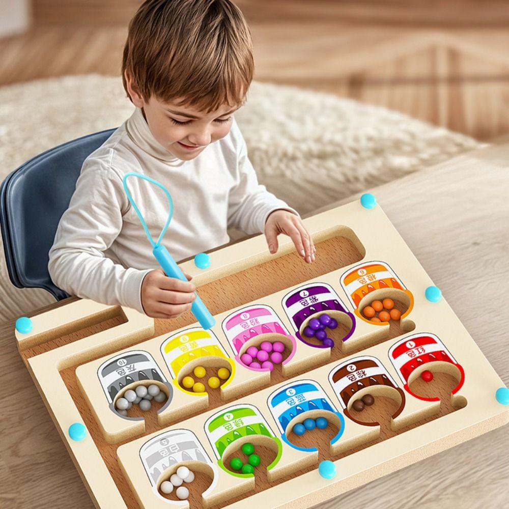 Bead Maze Color Sorting Game Wooden Magnetic Sorting Travel Board Family Parent Child