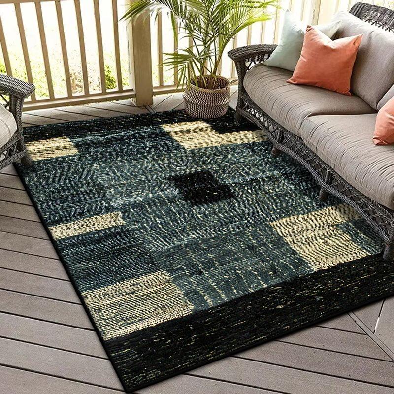 Современный геометрический коврик для балкона, абстрактное украшение для дома, нескользящий ковер для гостиной, ковер для спальни, ковер для лаунжа, дивана, легко чистящиеся напольные коврики