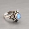 Solid 925 Sterling Silver Moonstone Round Gemstone Ring Handmade Designer Ring Bohemian Ring Christmas Gift Jewelry