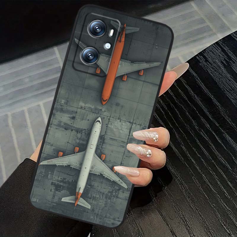 Модный Чехол для Телефона с Рисунком Самолета Для OPPO Reno 5 6 7 A96 A40 A58 Realme GT A74 A78 Neo2 A74 A78 Find X5 X3 X7 X8 Черный