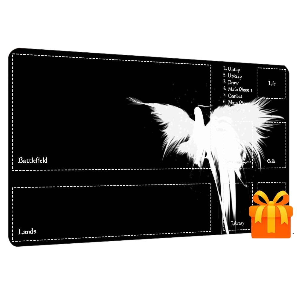Monochrome Winged Angel Art NonSlip Rubber Game Playmat Smooth Table Mat For Tabletop Card Game Desktop Gaming Daily Use