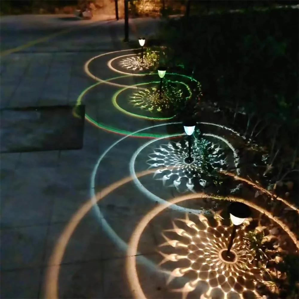 1-4Pack Solar Pathway Lights Outdoor Waterproof Round Circel Pattern On The Ground Light The Way for Yard Garden Path Walkway