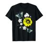 Summer with a Colorful Floral Pattern of Chrysanthemums and Butterflies T-shirt