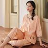 Пижама женская летняя с рукавом три четверти, домашний костюм-двойка с нагрудными вкладышами, фея, тонкий, облачный хлопок, свободный, большого размера